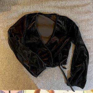 Black velour ballet wrap top